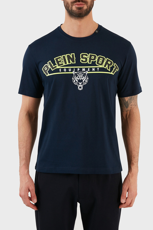 Plein Sport - Plein Sport Logolu Bisiklet Yaka % 100 Pamuk Erkek T Shirt TIPS114TN85 LACİVERT