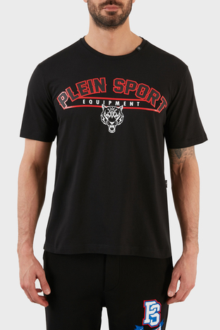 Plein Sport - Plein Sport Logolu Bisiklet Yaka % 100 Pamuk Erkek T Shirt TIPS114TN99 SİYAH