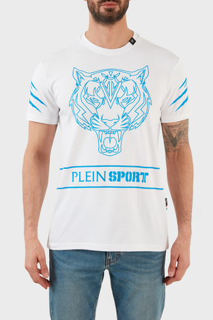 Plein Sport - Plein Sport Logolu Bisiklet Yaka Pamuklu Erkek T Shirt TIPS102IT01 BEYAZ