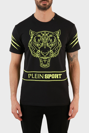 Plein Sport - Plein Sport Logolu Bisiklet Yaka Pamuklu Erkek T Shirt TIPS102IT99 SİYAH