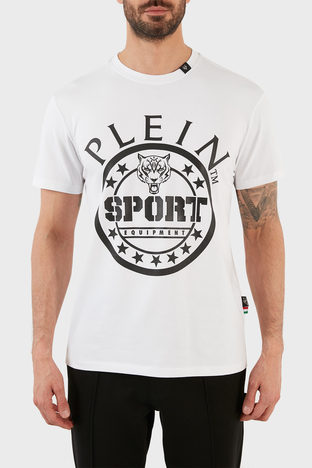 Plein Sport - Plein Sport Logolu Bisiklet Yaka Pamuklu Erkek T Shirt TIPS128IT01 BEYAZ
