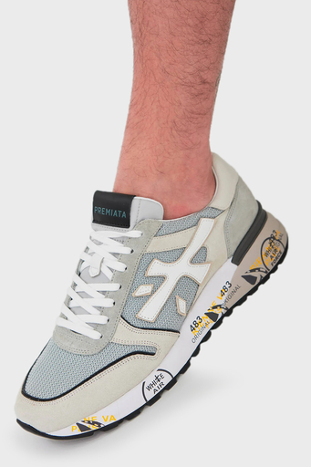 Premiata Logolu Deri Sneaker Erkek Ayakkabı MICK 6171 YEŞİL-BEJ