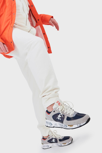 Premiata Logolu Hakiki Deri Sneaker Erkek Ayakkabı MASE 6154 GRİ-LACİVERT