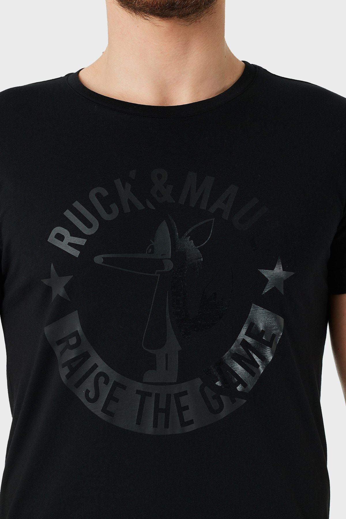 Ruck & Maul % 100 Pamuklu Bisiklet Yaka Erkek T Shirt RMM03000723 SİYAH