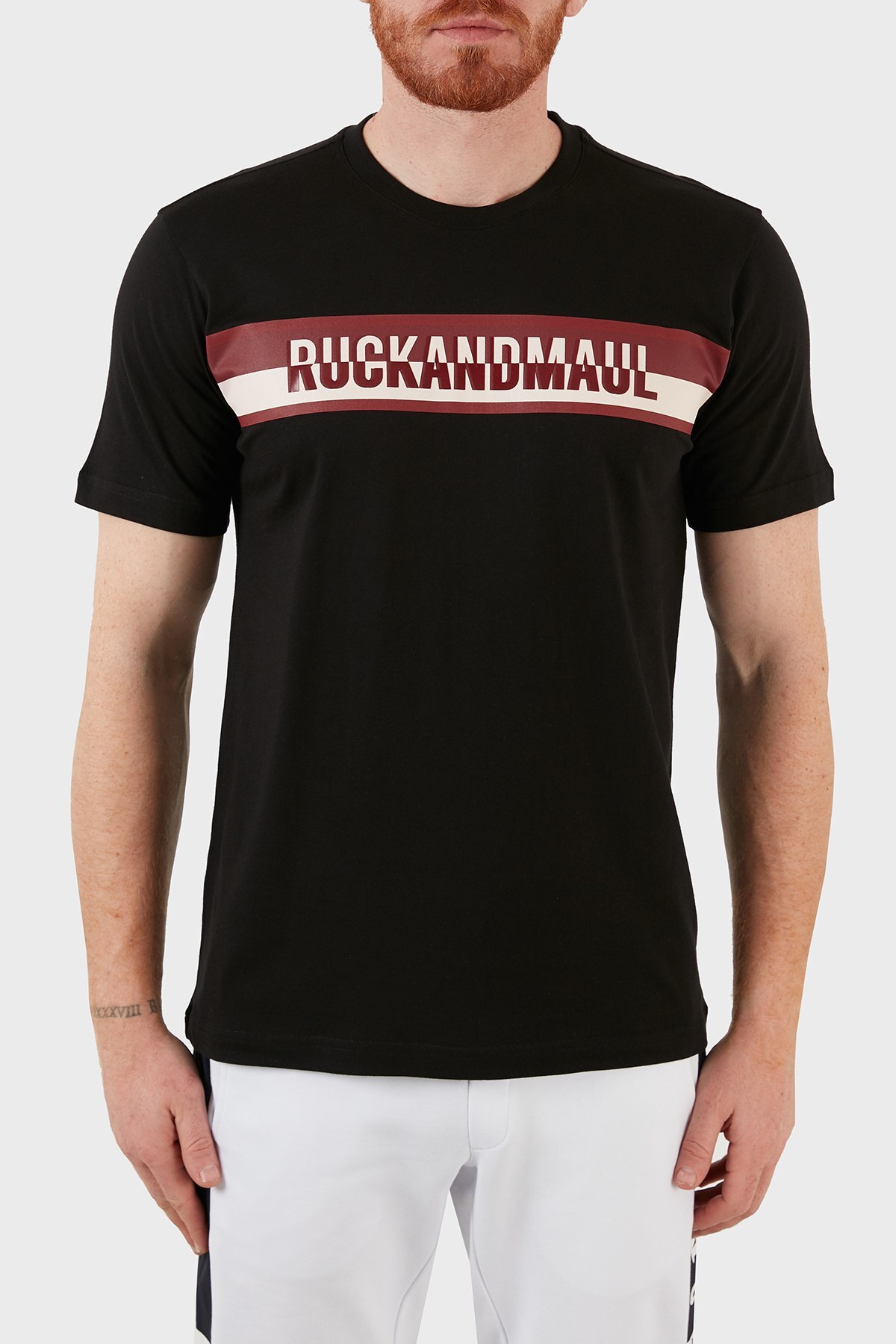 Ruck & Maul Pamuklu Baskılı Bisiklet Yaka Erkek T Shirt RMM030007033 SİYAH