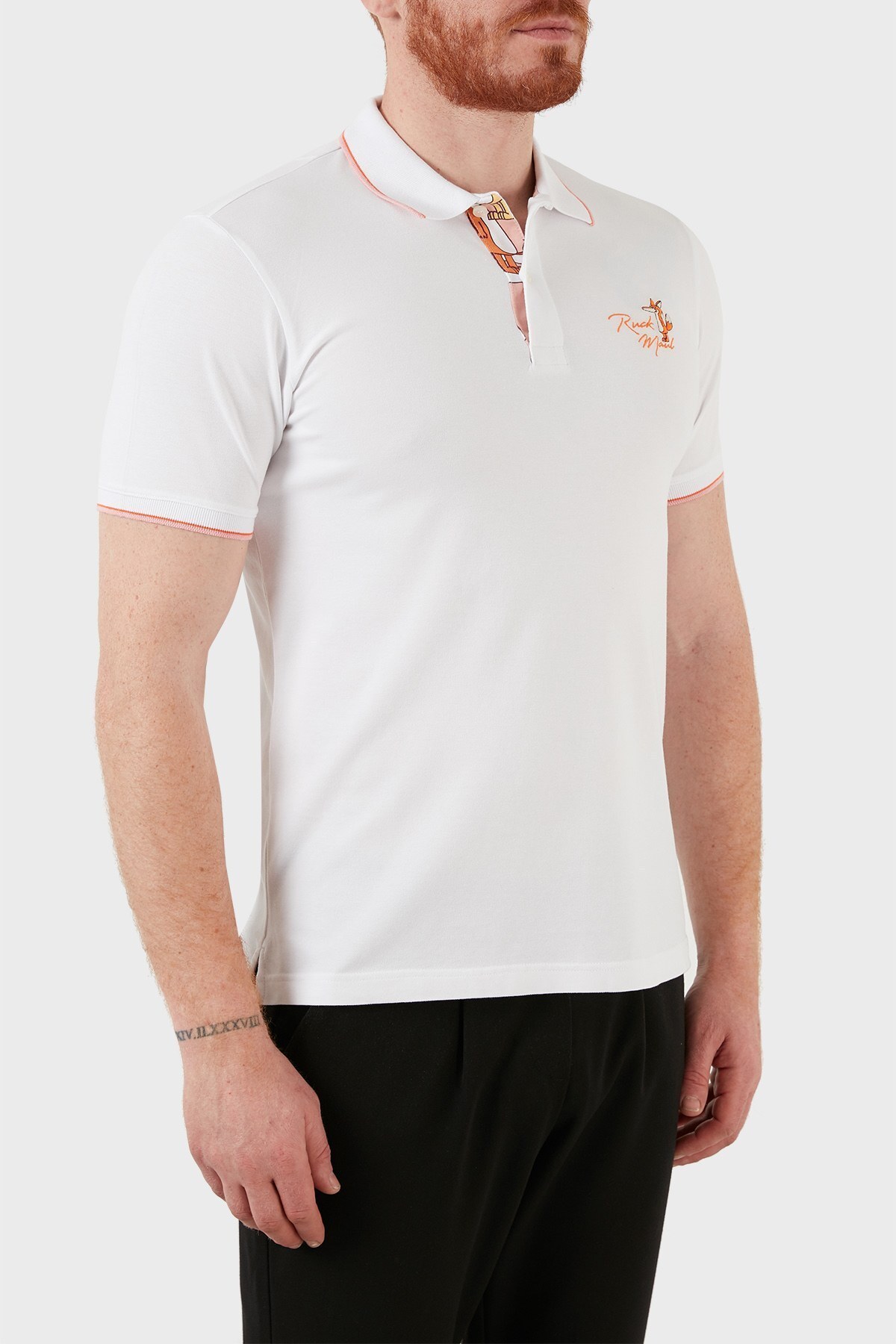 Ruck & Maul Pamuklu Düğmeli T Shirt Erkek Polo RMM01000716 BEYAZ