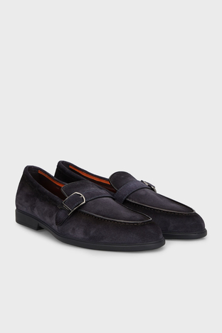 Santoni - Santoni Kemerli Süet Loafer Erkek Ayakkabı MGAR18824OOTSRVRU59 LACİVERT (1)