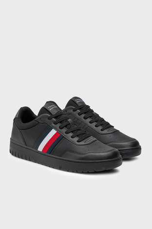 Tommy Hilfiger - Tommy Hilfiger Deri Sneaker Erkek Ayakkabı FM0FM05116 BDS SİYAH (1)