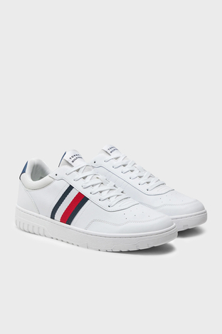 Tommy Hilfiger - Tommy Hilfiger Deri Sneaker Erkek Ayakkabı FM0FM05116 YBS BEYAZ (1)