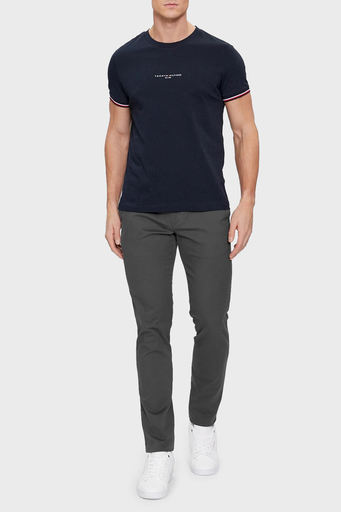 Tommy Hilfiger Logolu % 100 Pamuk Bisiklet Yaka Slim Fit Erkek T Shirt MW0MW32584 DW5 LACİVERT