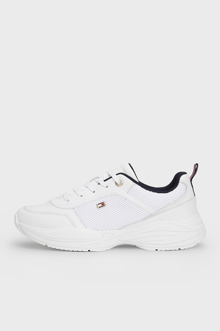 Tommy Hilfiger - Tommy Hilfiger Logolu Deri Kalın Tabanlı Sneaker Bayan Ayakkabı FW0FW07818 0K5 BEYAZ (1)