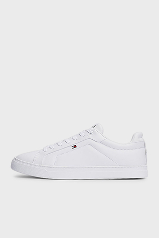 Tommy Hilfiger - Tommy Hilfiger Logolu Deri Sneaker Erkek Ayakkabı FM0FM05317 YBS BEYAZ (1)