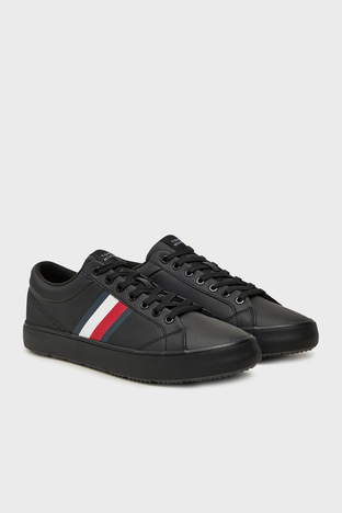 Tommy Hilfiger - Tommy Hilfiger Logolu Hakiki Deri Kalın Tabanlı Sneaker Erkek Ayakkabı FM0FM05199 BDS SİYAH (1)