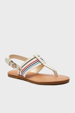 Tommy Hilfiger - Tommy Hilfiger Logolu Parmak Arası Bayan Sandalet FW0FW07924 AEF BEJ (1)