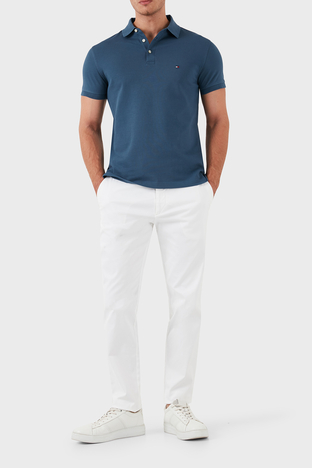 Tommy Hilfiger - Tommy Hilfiger Organik Pamuklu Slim Fit Erkek Polo Yaka T Shirt MW0MW17771 DBZ MAVİ (1)