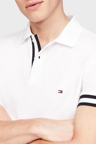 Tommy Hilfiger - Tommy Hilfiger Streç Pamuklu Slim Fit Erkek Polo Yaka T Shirt MW0MW34737 YBR BEYAZ (1)