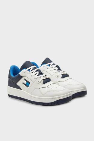 Tommy Jeans - Tommy Jeans Deri Sneaker Erkek Ayakkabı EM0EM01434 C1G BEYAZ-LACİVERT (1)