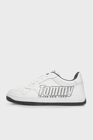 Tommy Jeans - Tommy Jeans Hakiki Deri Logo Baskılı Sneaker Erkek Ayakkabı EM0EM01257 YBL BEYAZ (1)