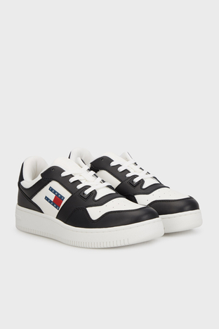 Tommy Jeans - Tommy Jeans Logolu Deri Sneaker Bayan Ayakkabı EN0EN02505 0GS SİYAH (1)