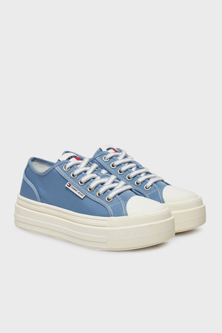 Tommy Jeans - Tommy Jeans Logolu Kalın Tabanlı Sneaker Bayan Ayakkabı EN0EN02713 C33 BEYAZ-MAVİ (1)