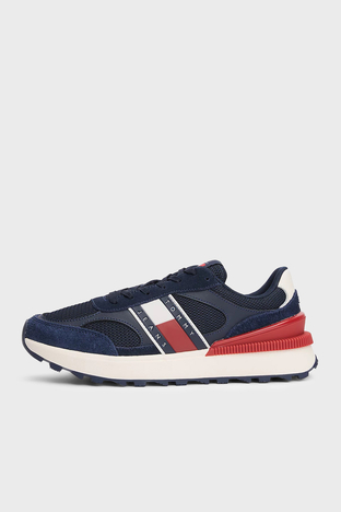 Tommy Hilfiger - Tommy Jeans Logolu Süet Detaylı Kalın Tırtıklı Taban Sneaker Erkek Ayakkabı EM0EM01537 C1G LACİVERT (1)