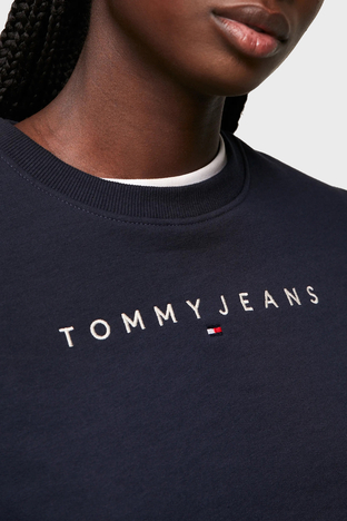 Tommy Jeans - Tommy Jeans Pamuk Karışımlı Regular Fit Bisiklet Yaka Logolu Bayan Sweat DW0DW17323 C1G LACİVERT (1)