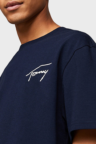 Tommy Jeans - Tommy Jeans Pamuklu Bisiklet Yaka Regular Fit Erkek T Shirt DM0DM17994 C1G LACİVERT (1)