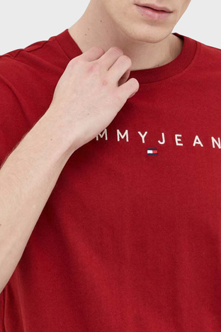 Tommy Jeans - Tommy Jeans Pamuklu Regular Fit Bisiklet Yaka Erkek T Shirt DM0DM17993 XMO KIRMIZI (1)
