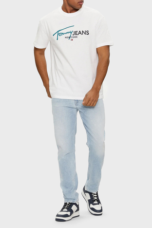 Tommy Jeans - Tommy Jeans Pamuklu Regular Fit Erkek T Shirt DM0DM18572 YBR BEYAZ (1)