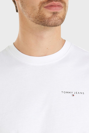 Tommy Jeans - Tommy Jeans Slim Fit Bisiklet Yaka Erkek T Shirt DM0DM18555 YBR BEYAZ (1)