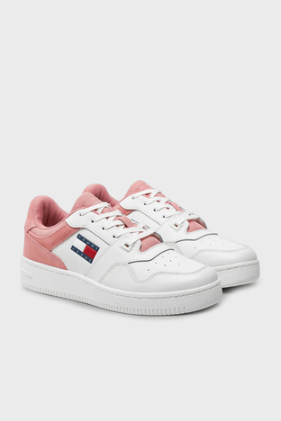 Tommy Jeans - Tommy Jeans Süet Deri Sneaker Bayan Ayakkabı EN0EN02653 TH0 BEYAZ-PEMBE (1)