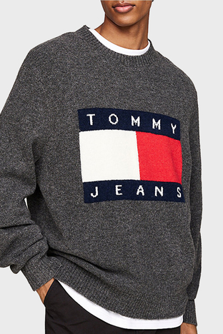 Tommy Jeans - Tommy Jeans Yünlü Regular Fit Bisiklet Yaka Erkek Kazak DM0DM19442 PUB KOYU GRİ (1)