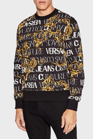 Versace Jeans Couture - Versace % 100 Pamuk Regular Fit Bisiklet Yaka Erkek Sweat 73GAI3R0 FS041 G89 SİYAH