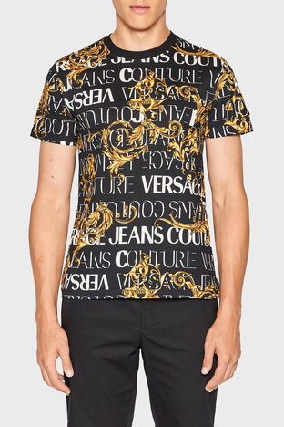 Versace Jeans Couture - Versace % 100 Pamuk Regular Fit Bisiklet Yaka Erkek T Shirt 73GAH6S0 JS099 G89 SİYAH