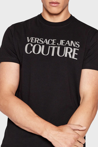 Versace Jeans Couture - Versace % 100 Pamuk Regular Fit Bisiklet Yaka Erkek T Shirt 73GAHT01 CJ00T C89 SİYAH (1)