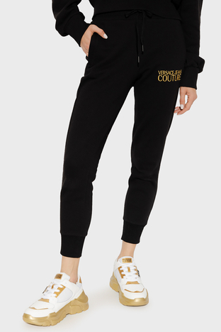 Versace Jeans Couture - Versace % 100 Pamuk Regular Fit Cepli Jogger Spor Bayan Pantolon 73HAAT01 CF00T G89 SİYAH