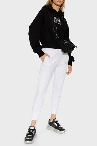 Versace Jeans Couture - Versace % 100 Pamuk Regular Fit Cepli Jogger Spor Bayan Pantolon 73HAAT01 CF00T S03 BEYAZ