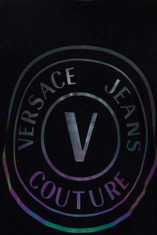 Versace Jeans Couture - Versace % 100 Pamuk Relaxed Fit Sıfır Yaka Erkek T Shirt 73GAHG01 CJ00G 899 SİYAH (1)