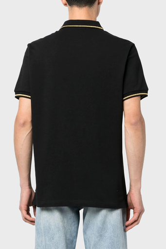 Versace Jeans Couture % 100 Pamuk Logolu Polo Yaka Regular Fit T Shirt Erkek Polo Yaka T Shirt 74GAGT06 CJ01T G89 SİYAH