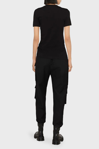 Versace Jeans Couture % 100 Pamuk Logolu Regular Fit Bayan T Shirt 74HAHT01 CJ03T G89 SİYAH