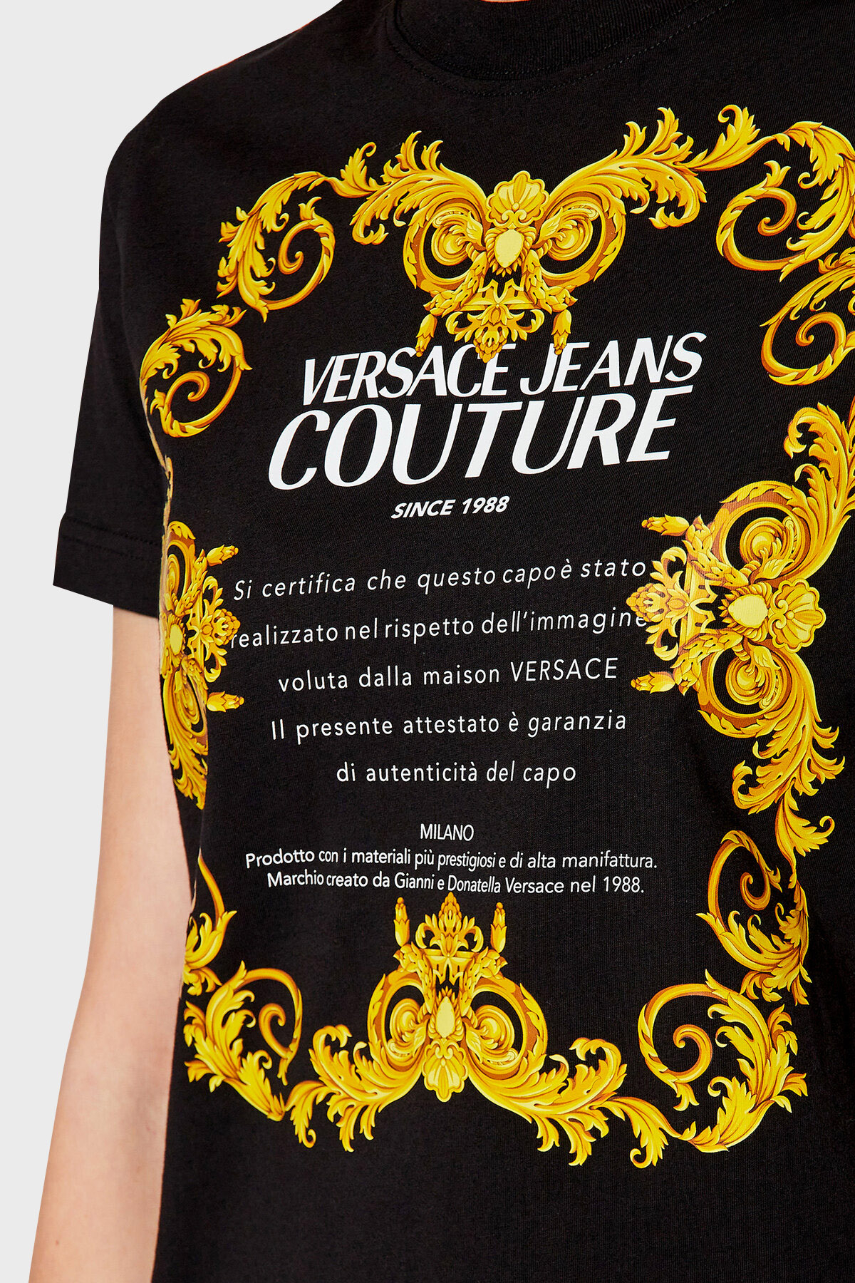 Versace Jeans Couture Baskılı Bisiklet Yaka % 100 Pamuk Bayan T Shirt B2HWA7TJ 30319 899 SİYAH
