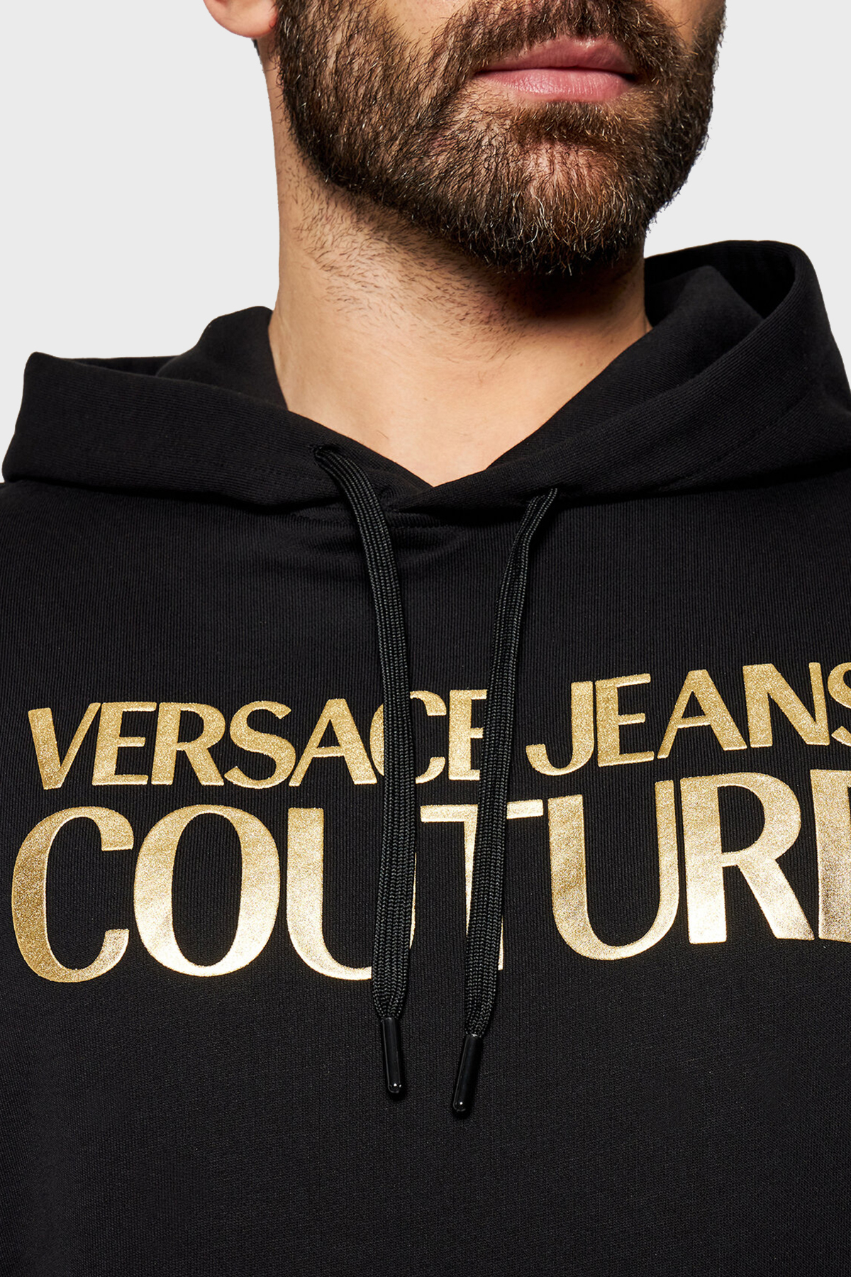 Versace Jeans Couture Baskılı Kapüşonlu % 100 Pamuk Erkek Sweat B7GWA7TP 30318 K42 SİYAH