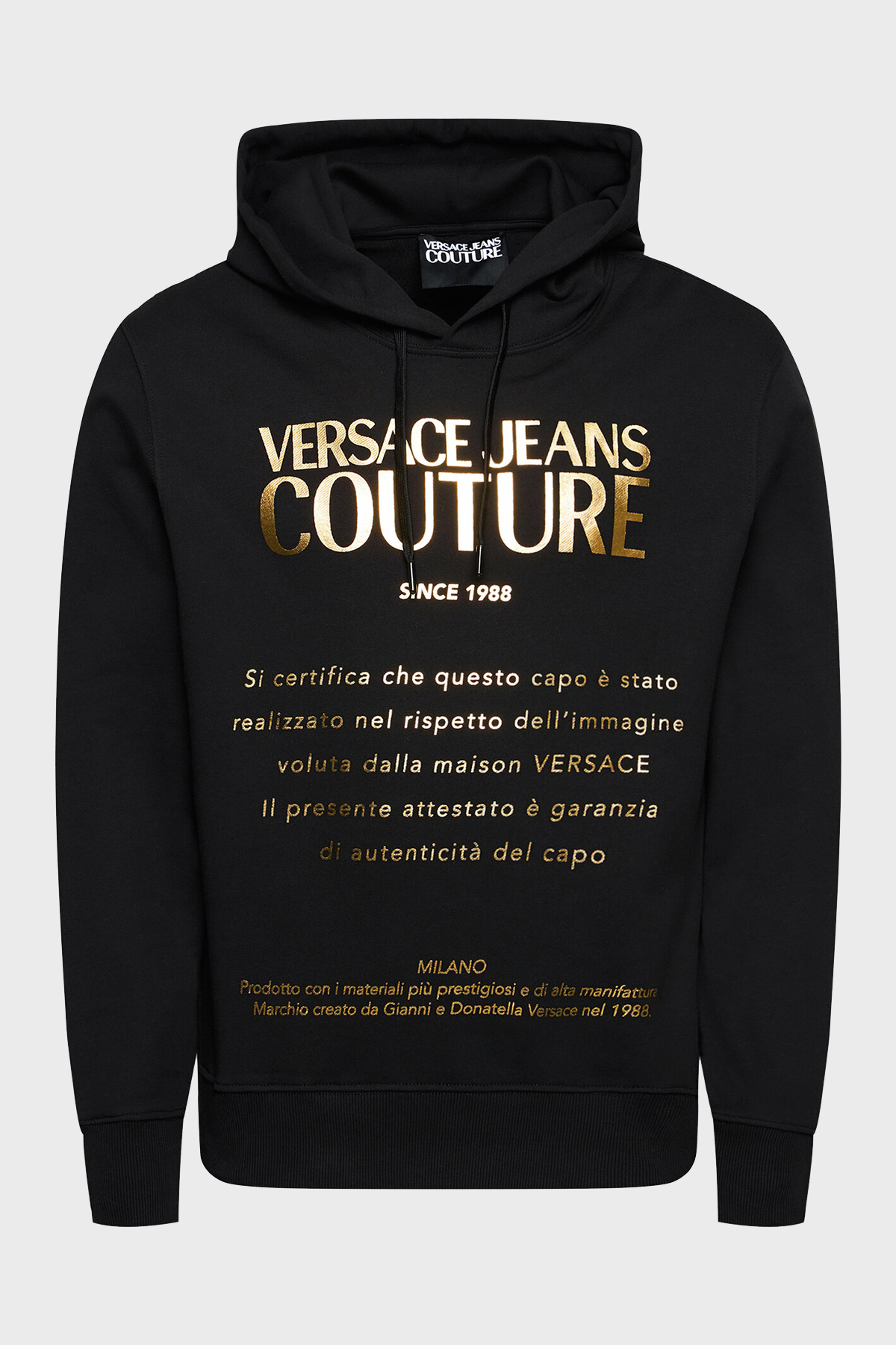 Versace Jeans Couture Baskılı Kapüşonlu % 100 Pamuk Erkek Sweat B7GWA7TW 30318 K42 SİYAH