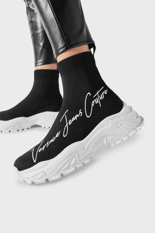 Versace Jeans Couture - Versace Jeans Couture Logolu Bilekli Sneaker Bayan Ayakkabı 75VA3SV5 ZS681 899 SİYAH (1)