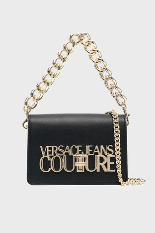 Versace Jeans Couture - Versace Jeans Couture Logolu Çıkarılabilir Zincir Askılı Bayan Çanta 74VA4BL3 ZS467 899 SİYAH