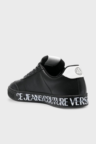 Versace Jeans Couture - Versace Jeans Couture Logolu Deri Sneaker Erkek Ayakkabı 75YA3SK6 ZP335 899 SİYAH (1)