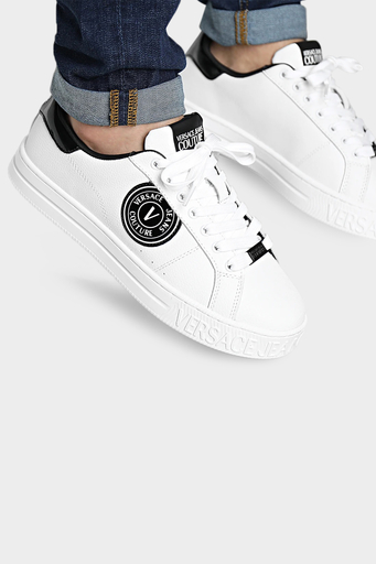 Versace Jeans Couture Logolu Deri Sneaker Erkek Ayakkabı 76YA3SK1 ZPA59 L02 BEYAZ