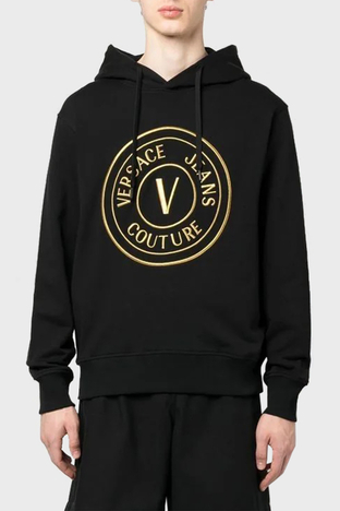 Versace Jeans Couture - Versace Jeans Couture Pamuklu Loose Fit Kapüşonlu Erkek Sweat 74GAIT05 CF01T G89 SİYAH