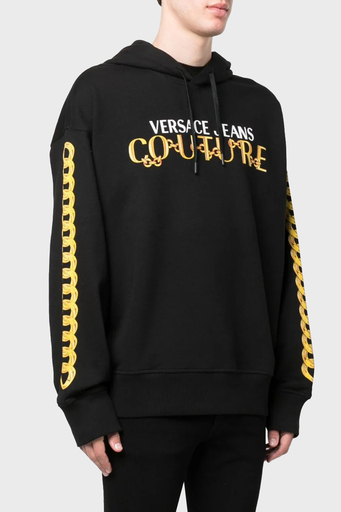 Versace Jeans Couture Pamuklu Relaxed Fit Erkek Sweat 75GAIF01 CF00F G89 SİYAH
